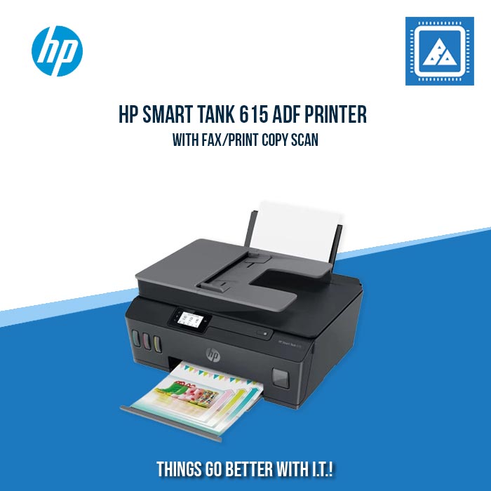 HP SMART TANK 615 ADF WITH FAX/PRINT COPY SCAN FAX/11PPM BLACK 5PPM COLOR/1200X1200 DPI/1000 PAGES DUTY/WIRELESS USB 2.0 BLUETOOTH LE/FLATBED ADF/W11H (BLK) HP SMART TANK 615 ADF WITH FAX/PRINT COPY SCAN FAX/11PPM BLACK 5PPM COLOR/1200X1200 DPI/1000 PAGES DUTY/WIRELESS USB 2.0 BLUETOOTH LE/FLATBED ADF/W11H (BLK)